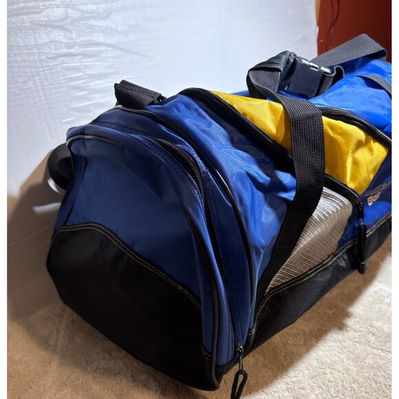 Blue & Yellow Bell Sports Duffel Bag Mesh Pockets & Adjustable Strap Travel 22" - Picture 4 of 11